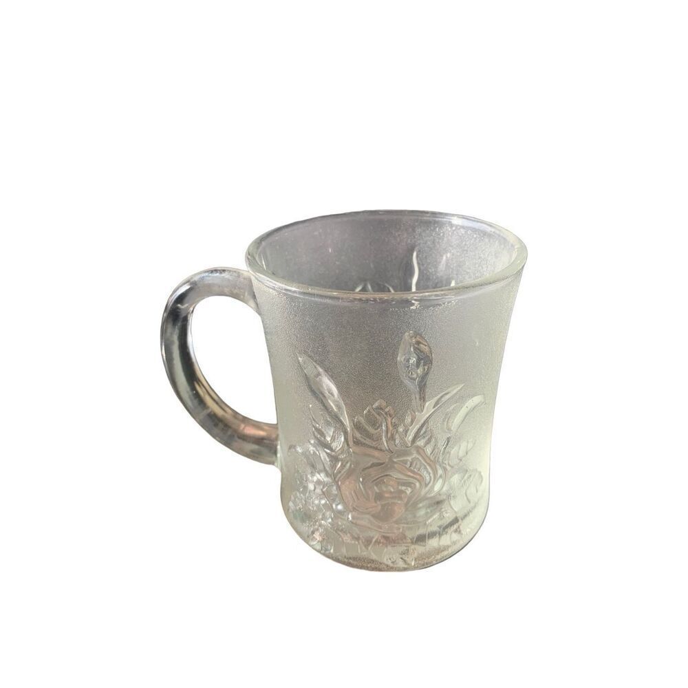 Vintage Pasari Livia Frosted Glass Rose Mug Cup Coffee Tea Classic Style